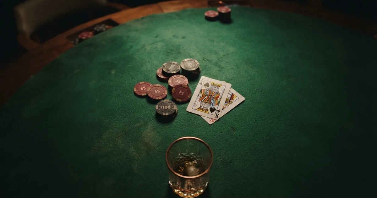 Oplyst spillebord med kort, set ovenfra — bedste slots casinoer